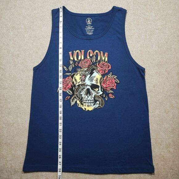 Volcom Blue Heartache Skull Graphic Tank Top #7 - Picture 4 of 4